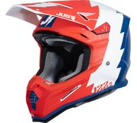 Just1 J22F Revolte Casque de motocross, blanc-rouge-bleu, taille S pour homme