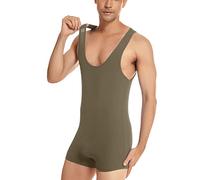 Justaucorps de gymnastique pour homme - Une pièce - Body de sport - Combinaison de lutte - Stretch - Avec jambes courtes - Dos nageur - Débardeur - Boxer - Sous-vêtements - Justaucorps de gymnastique,