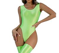 Justaucorps d'une pièce pour femmes Body brillant High Court High Coup sans manches combinaison de danse Slim Fit Voir travers le justaucorps pour les maillots de bain Yoga Gym Voir travers