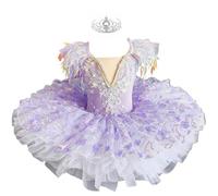 Justaucorps pour Filles Costume de Ballerine pour Enfants Robe de Princesse Tutu de Ballet Tutu crêpe Classique,Violet,110
