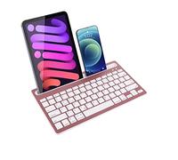 Justdfine Clavier Bluetooth Silencieux Rechargeable Clavier sans Fil pour QWERTY Windows, Android, iOS, Smartphone, Compatible PC - Rose Gold