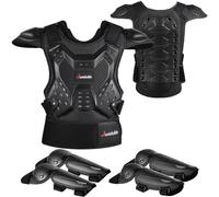 JUSTDOLIFE Équipement De Protection De Moto pour Enfant, 5PCS Nouveau Type GenouillèRe Respirante CréAtive Equipement Moto Cross Enfant pour Tout-Terrain Cyclisme Ski Patinage (Noir)