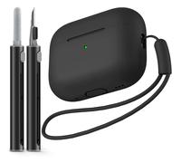 Juste AirPods Pro avec kit de nettoyage, étui de protection en silicone souple pour Apple AirPod Pro, 2e et 1ère génération, femmes et hommes black