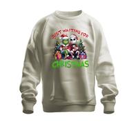 Juste en attendant Noël Grinch Jack Skellington Père Noël drôle Sweatshirt Unisexe Pullover, naturel, M
