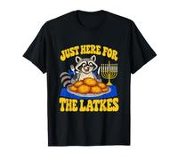 Juste là pour la ménorah Latkes Hanukkah Raccoon T-Shirt