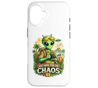 Juste là pour Le Chaos Funny Alien Tourist Coque pour iPhone 16