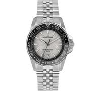 JACQUES LEMANS 1-2205 Liverpool Diver Montre pour homme avec bracelet en silicone et surface en cuir ou avec bracelet en métal 41 mm date 20 ATM, Argenté/bracelet en métal