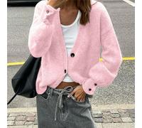 Juste Masa Cardigan col V à manches longues en maille côtelée, boutonné devant, couleur unie, décontracté et élégant, pour femmes, automne et hiver, retour à l'école L,M,S,XLUnicoloreLaine peignée