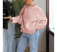 Juste Masa Femmes Automne et Hiver Nouveau Style Pull Retour à l'école Saison Style Loisirs Couleur Unie Maison Charmant Col Rond Manches Longues Tricot Ample L,M,S,XLUnicoloreLaine peignée