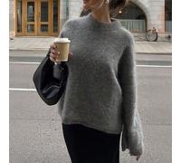 Juste Masa Femmes Automne et Hiver Retour à l'école Couleur unie Décontracté Élégant Col rond Manches longues Loose Fluffy Sweater L,M,S,XLUnicoloreLaine peignée