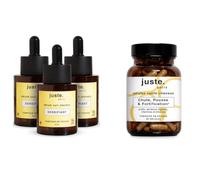 Juste Paris Routine Anti Chute Complète - Sérum Pousse Cheveux Cure 3 Mois + Complément Alimentaire Fortifiant - Stimule la Croissance, Renforce la Densité & Réduit la Chute - Femme & Homme