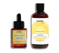 JUSTE PARIS Routine Anti-Chute & Pousse Cheveux - Shampoing Fortifiant 250 ml + Sérum Densifiant Bio - Densité, Croissance & Cheveux Plus Forts - Femme & Homme - Fabriqué en France
