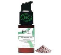 Juste.Paris Shampoing Sec Poudre Bio - Pour Cheveux Foncés - 50 utilisations - Absorbe le Sébum, Redonne Volume et Douceur - Parfum Yuzu - Sans Aérosol