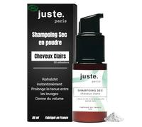 Juste.Paris Shampoing Sec Poudre Bio Sans Aérosol - Cheveux Clairs - 50 utilisations - Absorbe le Sébum, Redonne Volume et Douceur - Parfum Yuzu - Fabriqué en France