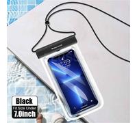 Juste transparente pour téléphone portable à écran tactile de moins de 7.0 pouces,étui étanche en poudre pour la natation - Type black