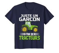 Juste Un garçon Fan de tracteurs Cadeau agricole Fermier Fun T-Shirt, Enfant, Bleu Marine, 6 Ans