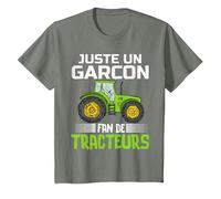 Juste Un garçon Fan de tracteurs Cadeau agricole Fermier Fun T-Shirt, Enfant, Vert Kaki chiné, 4 Ans