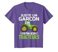 Juste Un garçon Fan de tracteurs Cadeau agricole Fermier Fun T-Shirt, Enfant, Violet Chiné, 3 Ans