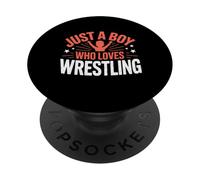 Juste Un garçon Qui Aime la Lutte, garçons et Enfants, Wrestler Boy PopSockets PopGrip Adhésif