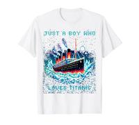 Juste Un garçon Qui Aime Le RMS Titanic, Le Remembrance Titanic, Les garçons T-Shirt Graphique avec Valeur, Homme, Blanc, L