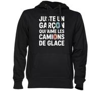Juste Un Garçon Qui Aime Les Camions De Glace Noir Sweat À Capuche Sweat-Shirt Jersey Unisexe Homme Femme Black Unisex Hoodie