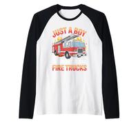Juste Un garçon Qui Aime Les camions de Pompiers, Un Enfant Pompier Manche Raglan