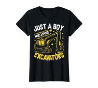 Juste Un garçon Qui Aime Les excavatrices pour Petits garçons et Tout-Petits T-Shirt Graphique avec Valeur, Femme, Noir, XL