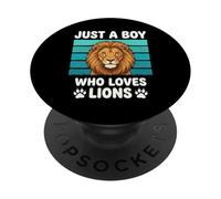 Juste Un garçon Qui Aime Les Lions Amant drôle de Lion pour PopSockets PopGrip Adhésif