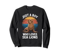 Juste Un garçon Qui Aime Les Lions de mer Ocean Retro Sea Lion Lover Sweatshirt