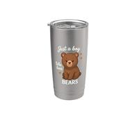 Juste un garçon qui aime les ours Gobelet isotherme en acier inoxydable double paroi