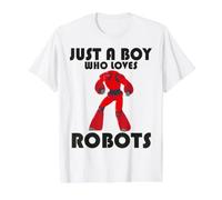 Juste Un garçon Qui Aime Les Robots, Robot T-Shirt Graphique avec Valeur, Homme, Blanc, XL