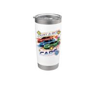 Juste un garçon qui aime les voitures, les sports de vitesse, les courses de voitures Gobelet isotherme en acier inoxydable double paroi
