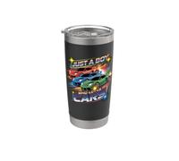 Juste un garçon qui aime les voitures, les sports de vitesse, les courses de voitures Gobelet isotherme en acier inoxydable double paroi