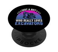 Juste Un garçon Qui Aime Vraiment Les excavatrices PopSockets PopGrip Adhésif
