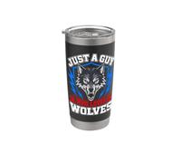 Juste un gars qui aime les loups Gobelet isotherme en acier inoxydable double paroi