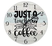 Juste Un Professeur Qui Aime Le Café - Citations Drôles sur Le Café pour Les Amateurs De Café Ronde Cuisine Horloge Silencieuse Horloge Murale Pendule Murale pour Maison Salon École 25Cm