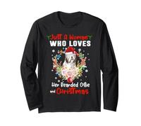 Juste Une Femme Qui Aime Son Chien Colley Barbu et Noël Manche Longue