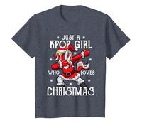Juste Une Fille de Kpop Qui Aime la Musique Pop coréenne K-Pop de Noël T-Shirt, Enfant, Bleu Chiné, 4 Ans