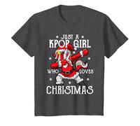 Juste Une Fille de Kpop Qui Aime la Musique Pop coréenne K-Pop de Noël T-Shirt, Enfant, Chiné Foncé, 2 Ans