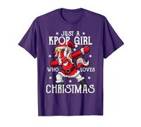 Juste Une Fille de Kpop Qui Aime la Musique Pop coréenne K-Pop de Noël T-Shirt, Homme, Violet, M