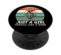 Juste Une Fille Pas Fragile comme Une Fleur Fragile comme Une Bombe PopSockets PopGrip Adhésif