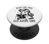 Juste Une Fille Qui Adore Lire Cadeau Pour Lectrice Vintage PopSockets PopGrip Adhésif