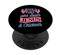 Juste Une Fille Qui Aime Jésus et Ses Poulets, Fermier chrétien PopSockets PopGrip Adhésif