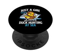 Juste Une Fille Qui Aime la Chasse au Canard en mer Rubber Duck Cruise PopSockets PopGrip Adhésif