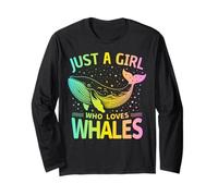 Juste une fille qui aime les baleines, belles couleurs pastel arc-en-ciel Manche Longue