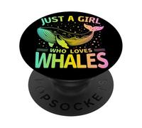 Juste une fille qui aime les baleines, belles couleurs pastel arc-en-ciel PopSockets PopGrip Adhésif