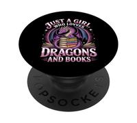 Juste Une Fille Qui Aime Les Dragons et Les Livres Fantasy Dragon PopSockets PopGrip Adhésif