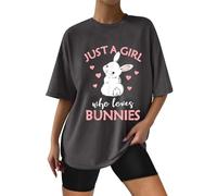 Juste une fille qui aime les lapins - Idée cadeau - T-shirt pour femme au design amusant, gris, M