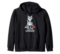 Juste Une Fille Qui Aime Les Loups Kawaii Cartoon Wolf Sweat à Capuche