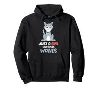 Juste Une Fille Qui Aime Les Loups Kawaii Cartoon Wolf Sweat à Capuche